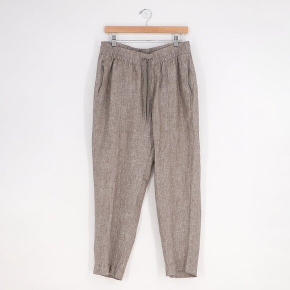 ATHLETA Retreat Linen High Rise Ankle Pant Textured Brown Size M - Picture 1 of 8
